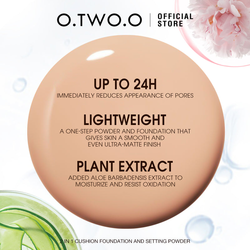 O.TWO.O 2024 New Arrival Full Coverage Cream Foundation 2-in-1 Setting Powder BB Cushion High Quality
