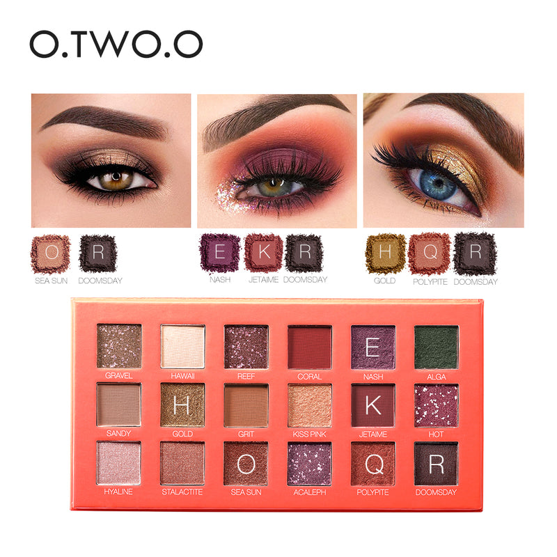 O.TWO.O  18 Colors Eyeshadow Southeast Asian Style Metallic Eye Shadow Palette