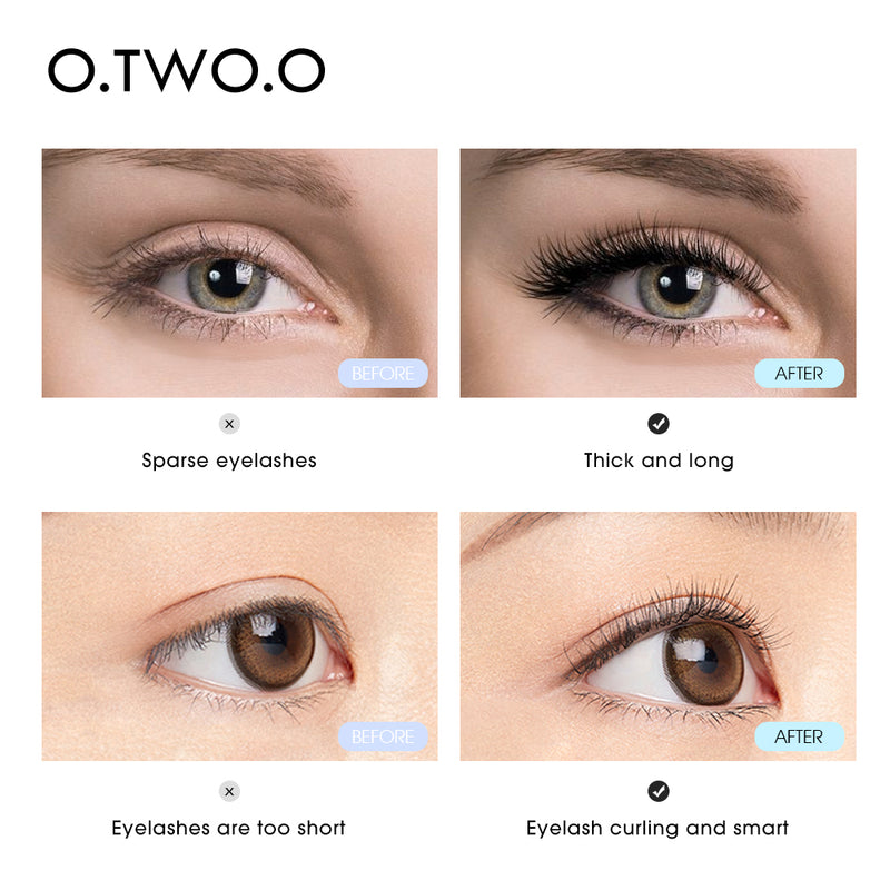 O.TWO.O Long Lasting Waterproof Sweat Proof Thick Curling Mascara with Silicone Brush