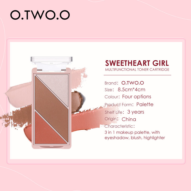 O.TWO.O 2021 NEW ARRIVAL 3 IN 1 MAKEUP PALLET WITH BLUSHER HIGHLIGHTER CONTOUR