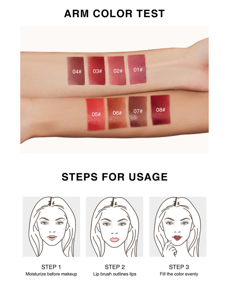 O.TWO.O Matte & Moisturize Air Misty Mousse Lip Gloss with 8 colors