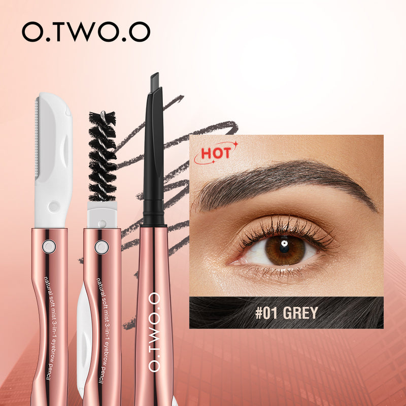 O.TWO.O 3 IN 1 Eyebrow Pen with Eyebrow scraper, brush, eyebrow pencil