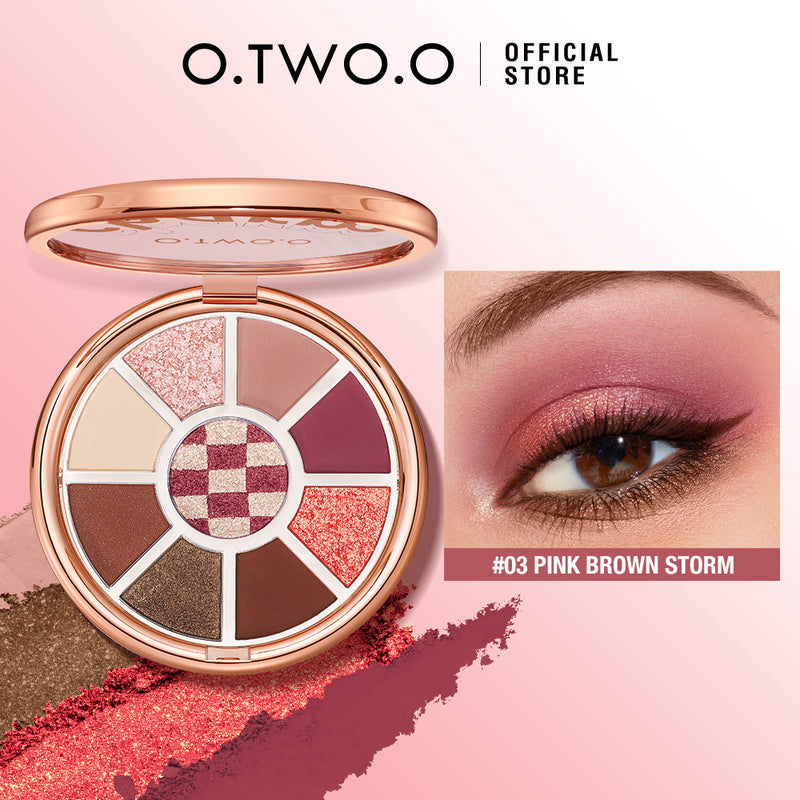 O.TWO.O Round Shape Eyeshadow Pallet with 2 Colors Series Earth brown Eye Shadow