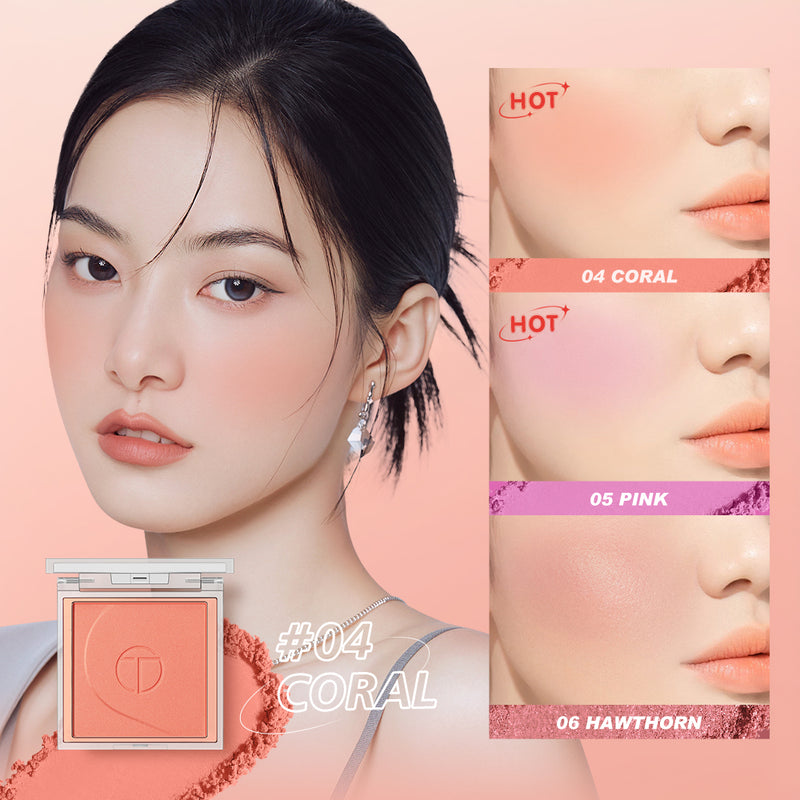 O.TWO.O High Pigment 6 Natrual Color Blush Pallete Pink Blush Powder