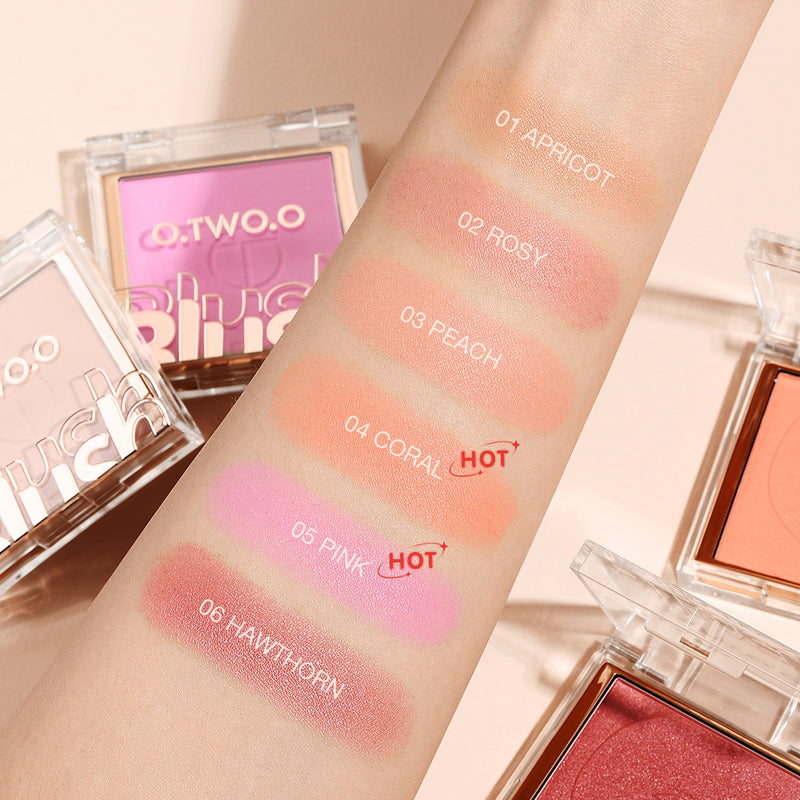 O.TWO.O High Pigment 6 Natrual Color Blush Pallete Pink Blush Powder W