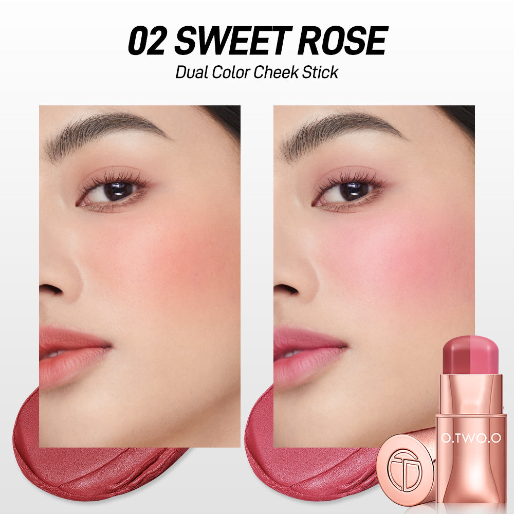02. Pink O.TWO.O New Two-color Blush Stick High Pigment Nude Pink Color Silky T