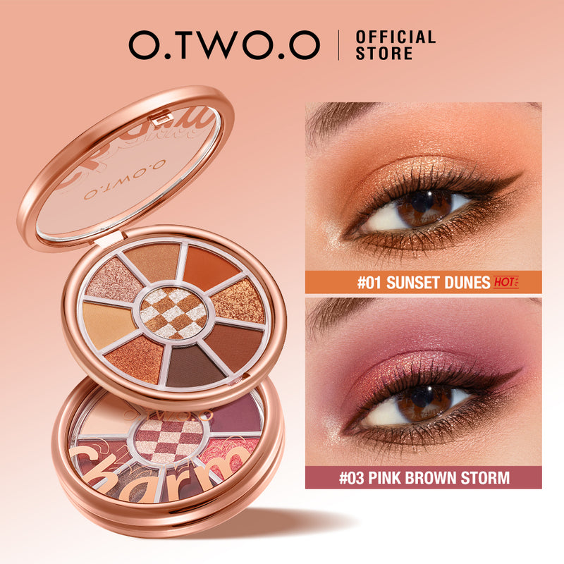 O.TWO.O Round Shape Eyeshadow Pallet with 2 Colors Series Earth brown Eye Shadow