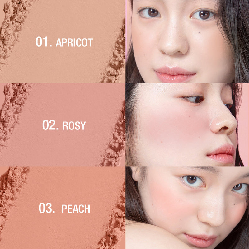 O.TWO.O High Pigment 6 Natrual Color Blush Pallete Pink Blush Powder