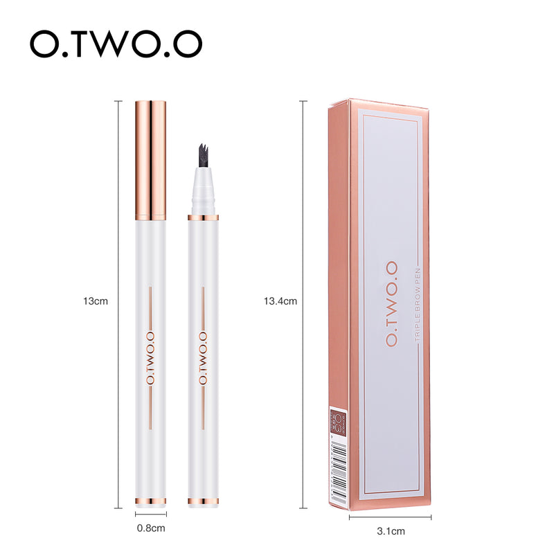 O.TWO.O 3 Headed Waterproof Triple Brow Pencil 3 Colors Sweat Proof 3D Eyebrow Pencil