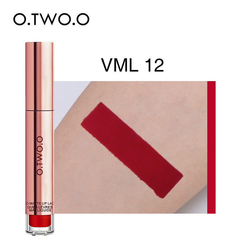 O.TWO.O High Pigment 12 Colors Matte Velvet Lip Gloss Cruelty Free Easy Wearing Nude Liquid Lipstick