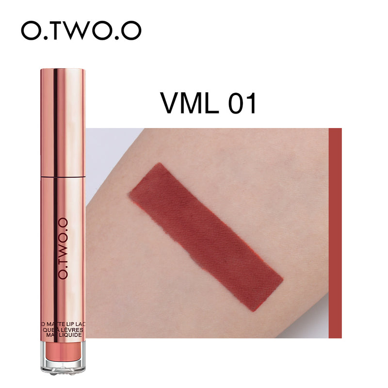 O.TWO.O High Pigment 12 Colors Matte Velvet Lip Gloss Cruelty Free Easy Wearing Nude Liquid Lipstick