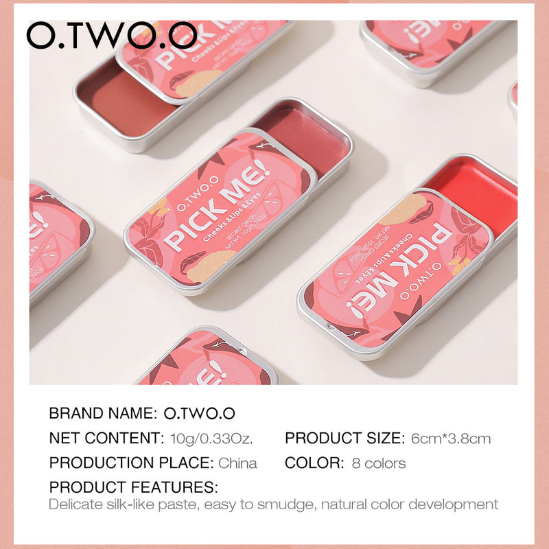 O.TWO.O 2021 New Arrival Multiple Uses Face Blusher High Pigment Makeup Cream for Cheek Lips Eyes