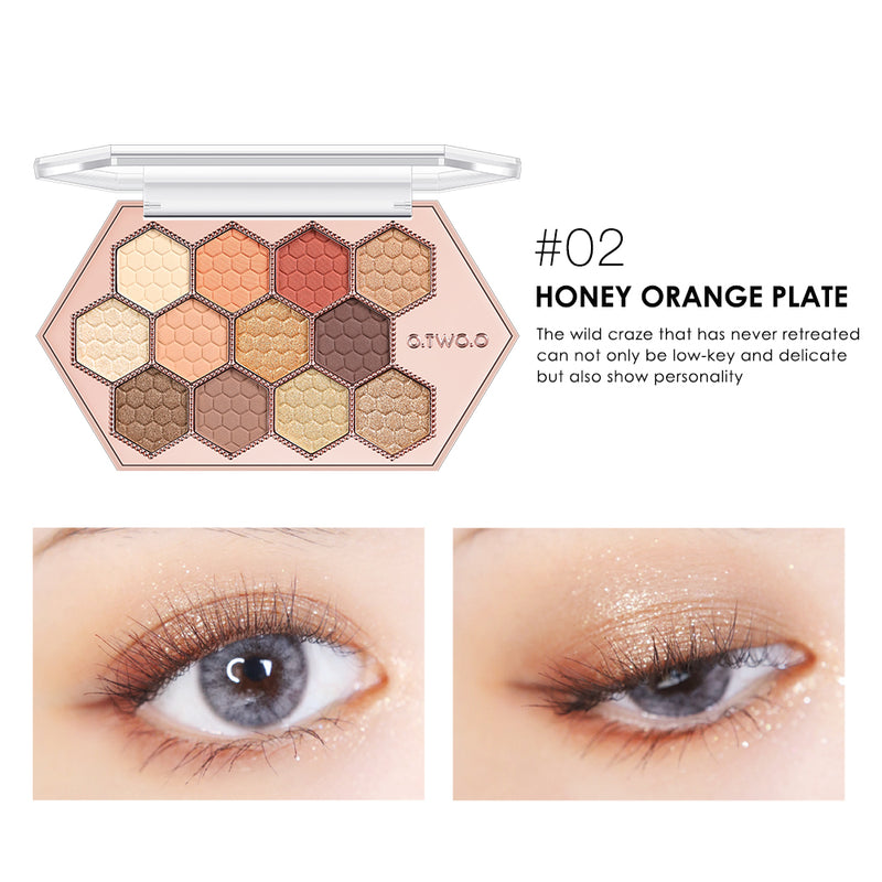 O.TWO.O 12 Colors Honeycomb Hexagonal Star Diamond Eye Shadow Palette