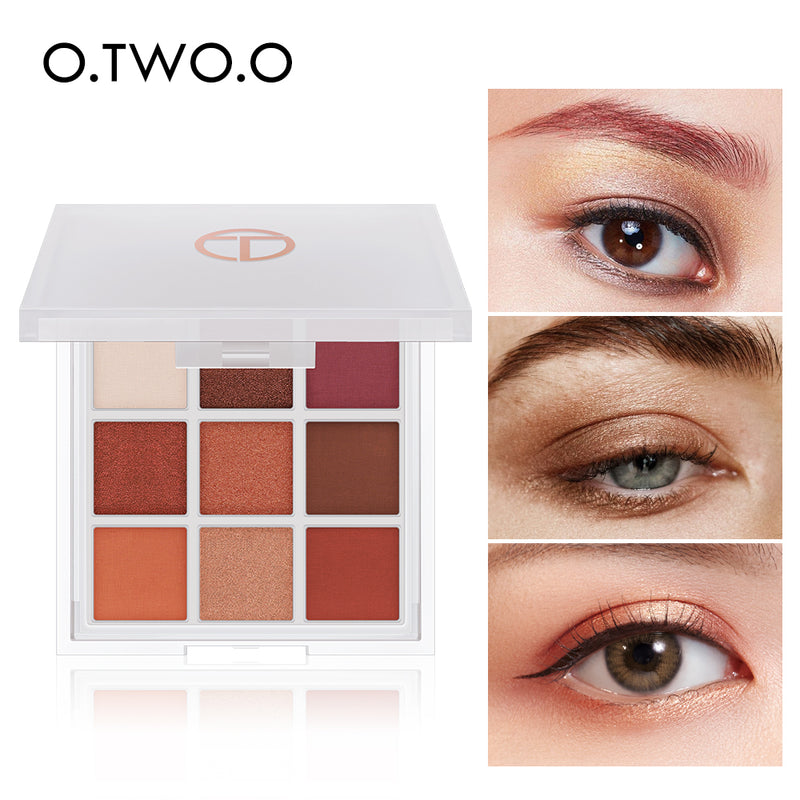 O.TWO.O 9 Colors Eye shadow Palette Long Lasting Anti Smudge Matte Glitter Eye shadow Palette