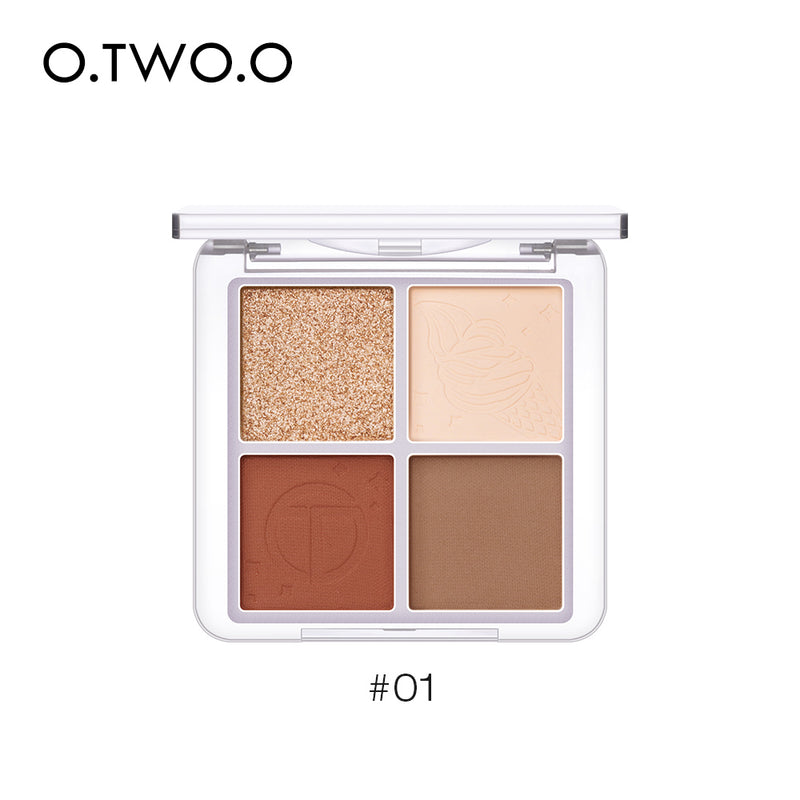 O.TWO.O 4 Colors Nude Color High Pigment Shinning Matte Waterproof Long Lasting Eyeshadow Palette Private Label