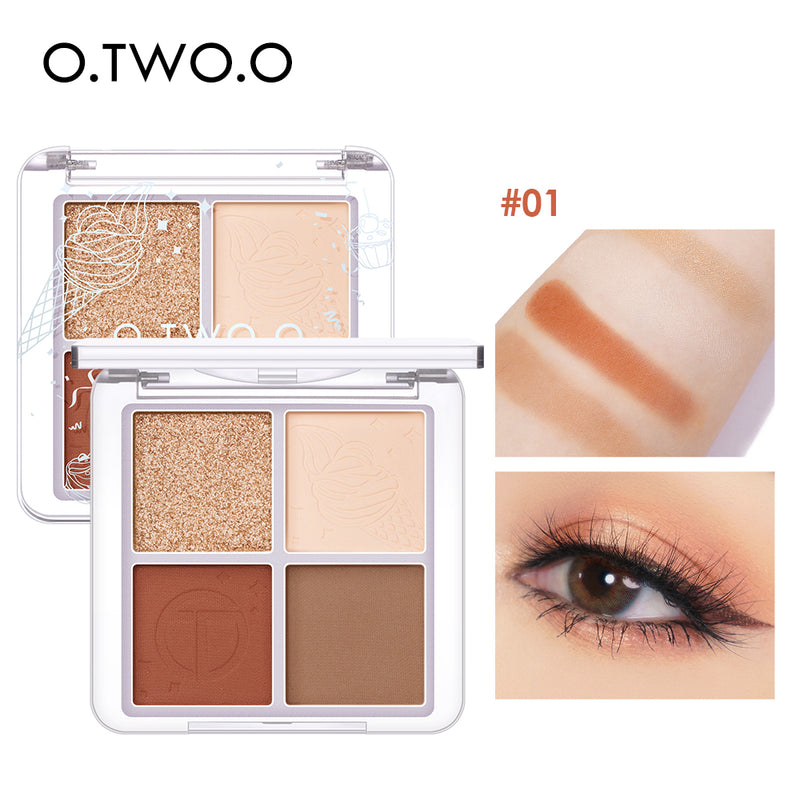 O.TWO.O 4 Colors Nude Color High Pigment Shinning Matte Waterproof Long Lasting Eyeshadow Palette Private Label