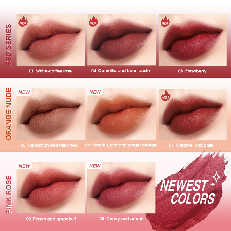 O.TWO.O SHINE Series 8 Colors Lip Mud Soft Velvet Matte lipstick