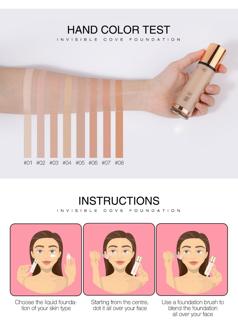 O.TWO.O 8 Colors wholesale Makeup Liquid Foundation fit For any color skin