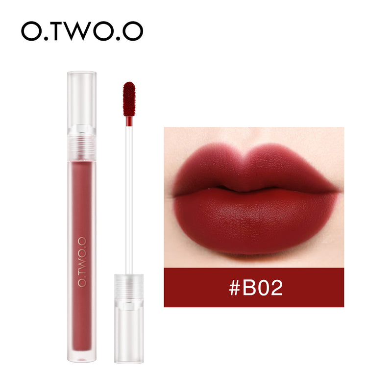 O.TWO.O 12 Colors Matte Waterproof Lip Glaze Long Lasting Velvet Texture Smooth Liquid Lipstick